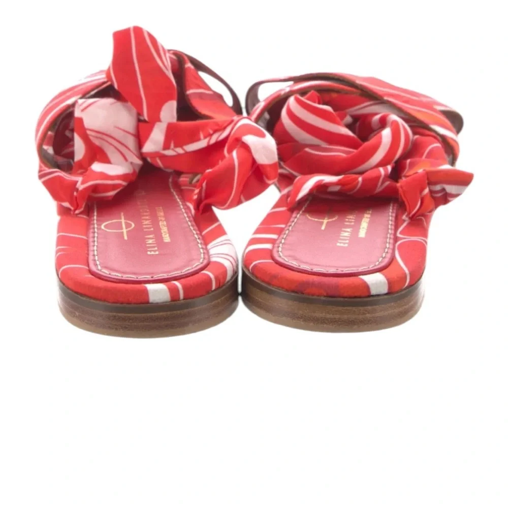 Anthropologie Elina Linardaki Leather Printed Sandals Women's Size: 9 - Picture 3 of 9